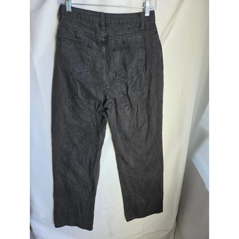 Dazy Distressed Jeans Kids M Black Dark Wash Regular High Straight